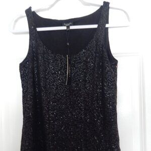 Black sequin sleeveless top, scoop neck, NWT, Talbots